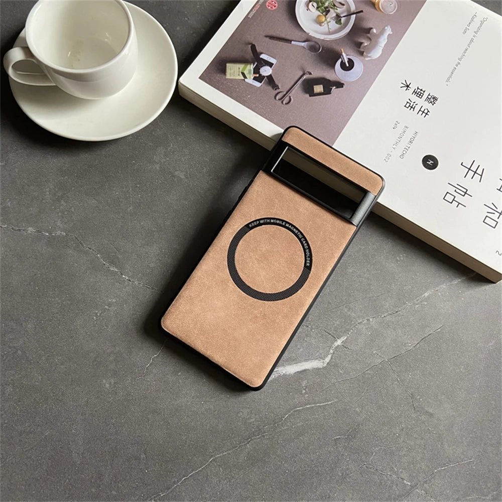 Shockproof Luxury Soft Leather Case For Google Pixel 9 7 8 Pro 6 XL 8A 7A 6A Magnetic Wireless Charging Magsafe Skin Feel Cover