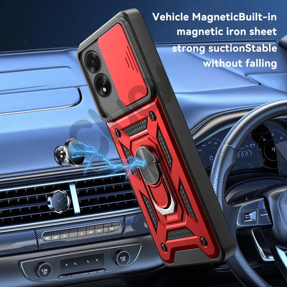 Durable Shockproof Phone Case for OPPO A98 A78 A74 A54 A38 A18 Camera Protection Magnetic Ring Holder Back Cover