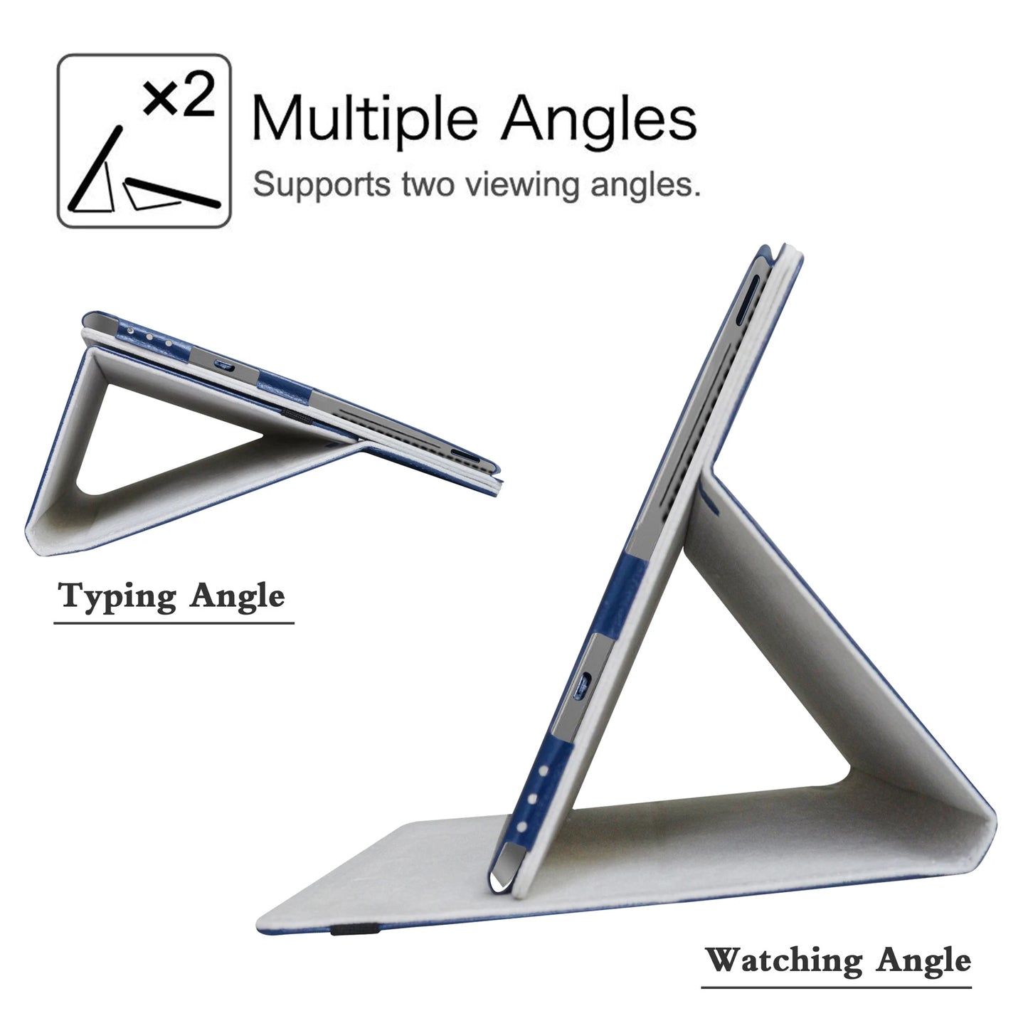 Deluxe Leather Folio Case with Elastic Closure for Dell Latitude 5285 12.3" Tablet Folding Stand Protective Cover