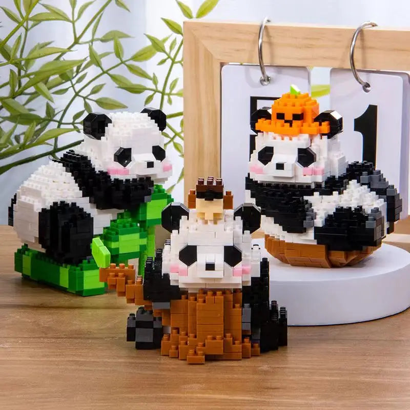 Fun Creative Mini Panda Micro Building Blocks 3D Model Cute Animals Bricks DIY Construction Toys for Children Kids Gift
