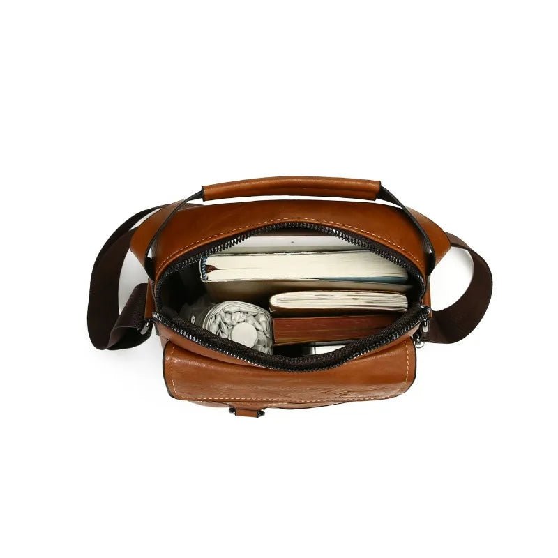 Luxury Vintage Leather Crossbody Satchel Bags for Men Business Casual Messenger Lightweight Men's Shoulder Bag