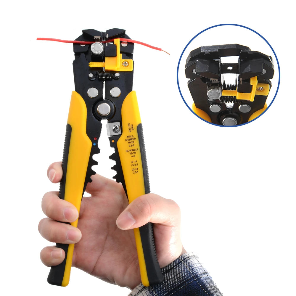 Multi Functional Crimper Cable Cutter Adjustable Automatic Wire Stripper Crimping Stripping Pliers Terminal Hand Tool