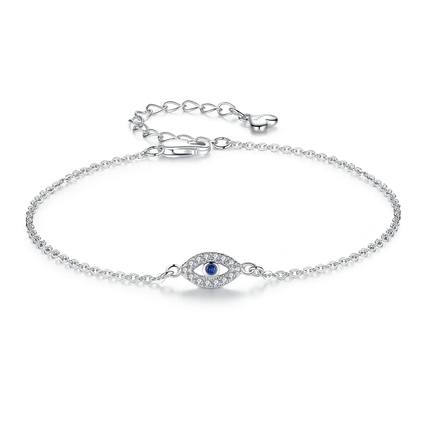 Lovely Crystal Lucky Evil Eye 925 Sterling Silver Bracelets for Women Blue Stone Adjustable Fine Jewelry Accessories