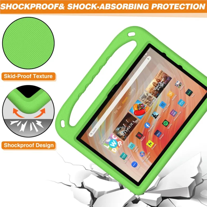 Heavy Duty EVA Handle Stand Case for Amazon Fire Max 11 HD10 HD8 Plus and Fire 7 Kids Proof Extra Protection Tablet Cover