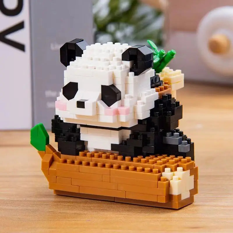 Fun Creative Mini Panda Micro Building Blocks 3D Model Cute Animals Bricks DIY Construction Toys for Children Kids Gift