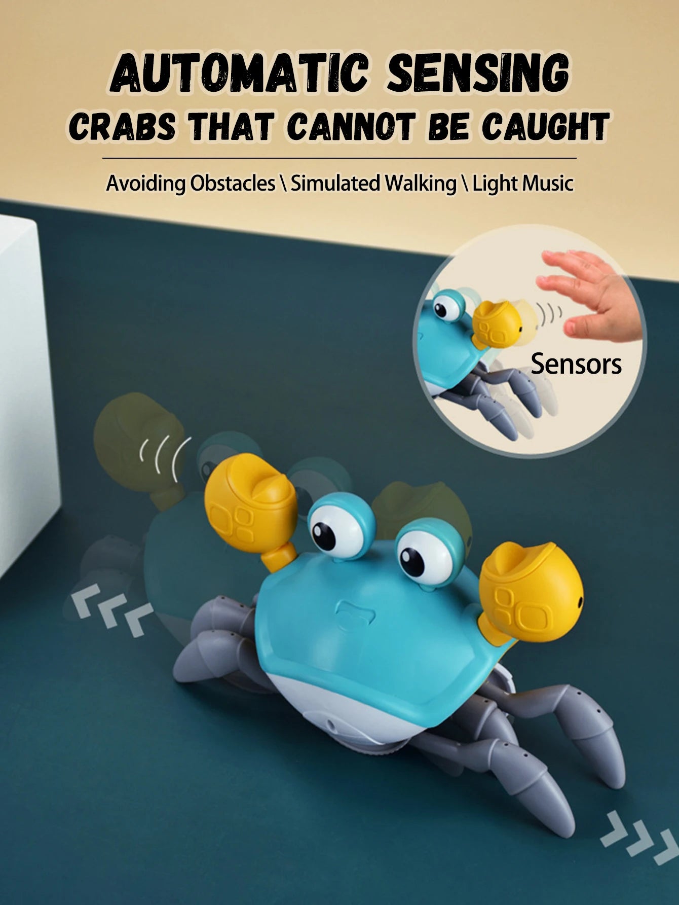 Auto-Sensing Escape Crab Electronic Pet Crawling Avoiding Obstacles Toy With Sounds for Kids and Children