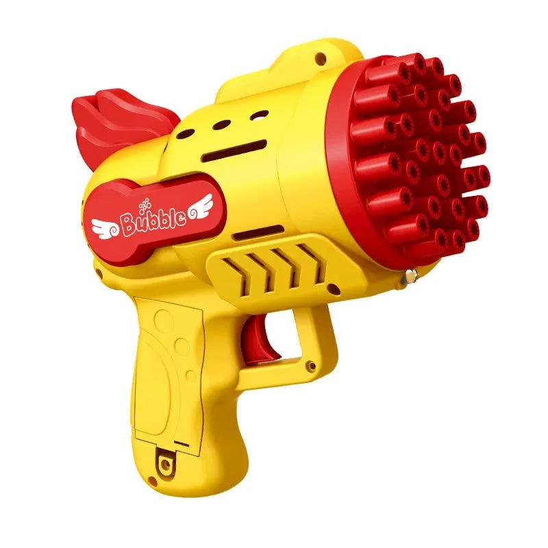 Light Up Bubble Gun 29-Hole Gatling Bubble Making Blaster Toy for Boys & Girls Great Entertainment Fun