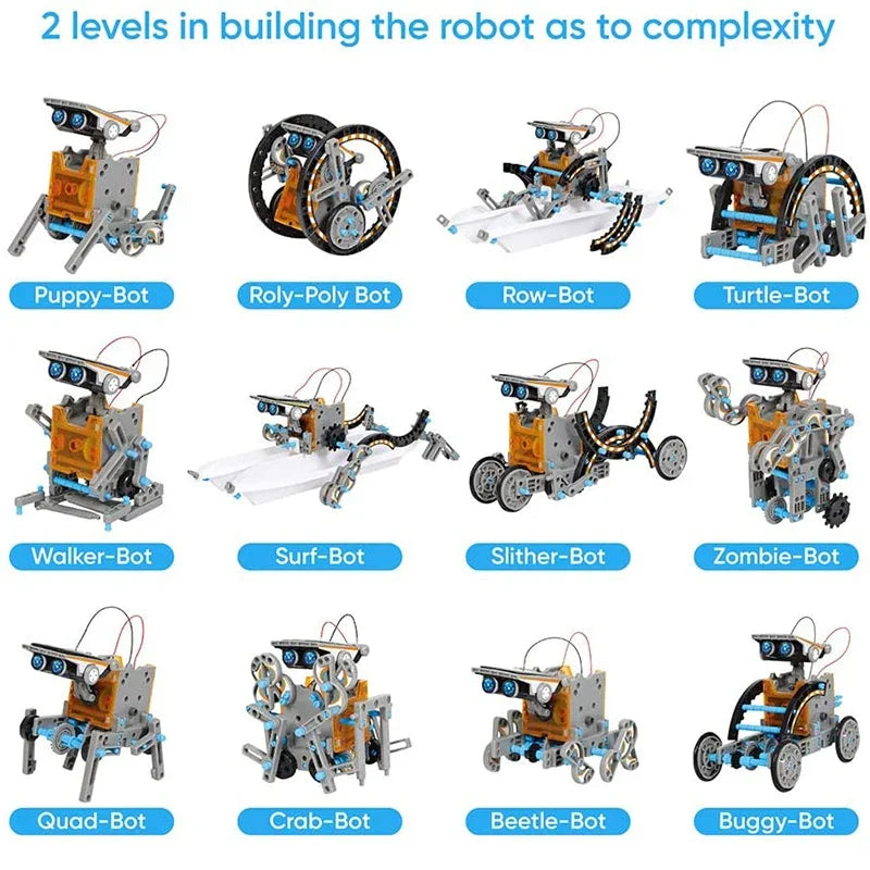 12 in 1 Science Experiment Solar Powered Robot Toy DIY Building Learning Tool Education Robots Technological Gadgets Kit for Kids
