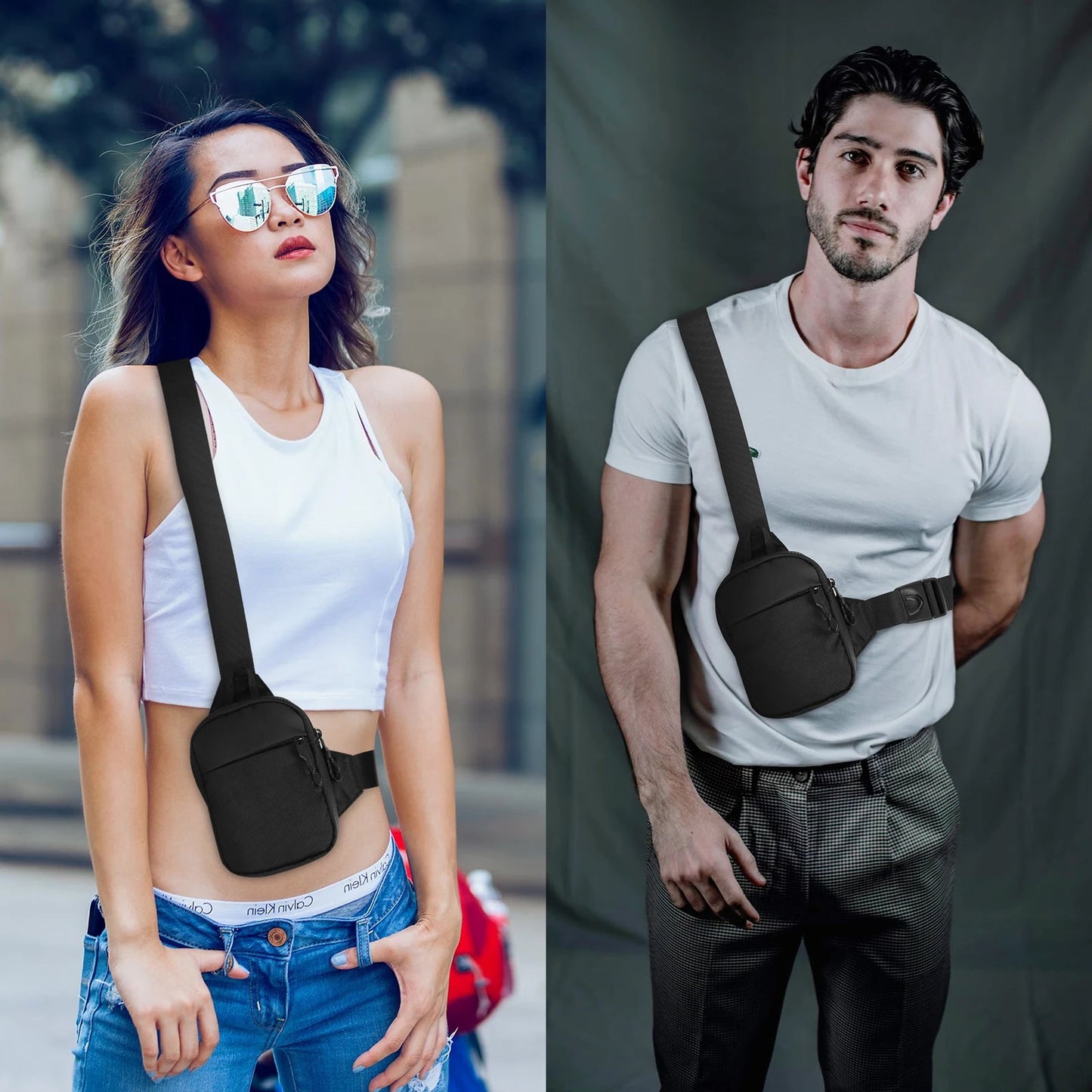 Modern Sports Men's and Women's Compact Nylon Satchel Messenger Bag Shoulder Chest Waist Multi-Functional Unisex Carry-on Bags