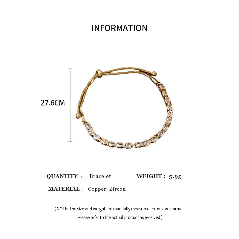 Elegant Crystal Square Cut Adjustable Bracelets for Women Wristband Fashion Jewelry Accessories