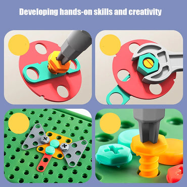 Children DIY Tool 3D Puzzle Toys Set Electric Drill Screw Nuts Pretend Play Tool Kits 2D/3D Educational Toy 230pcs/228pcs