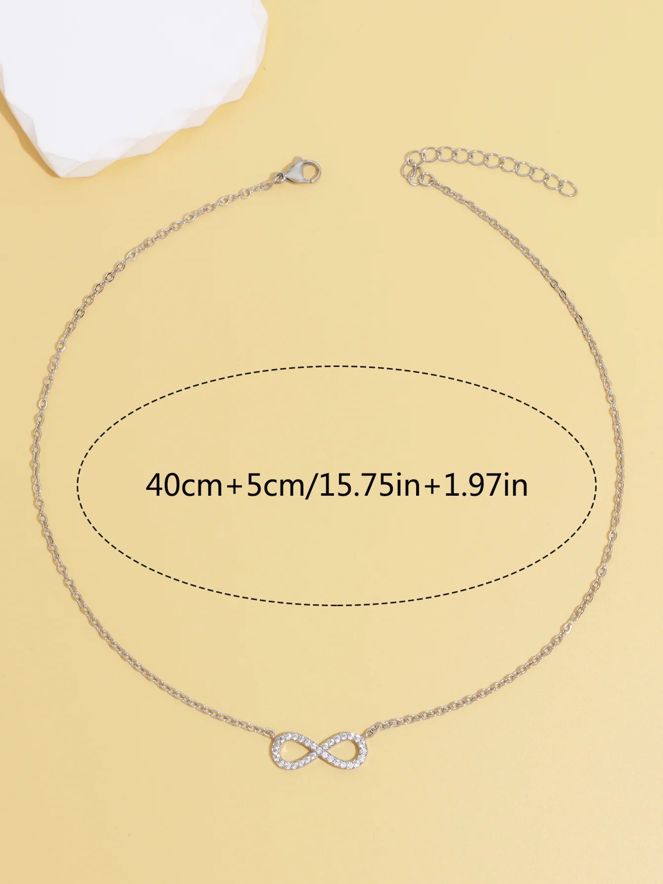 Fancy Infinity Symbol Crystal Stainless Steel Pendant Necklace for Women Classic Lucky Love You Forever Jewelry Accessories