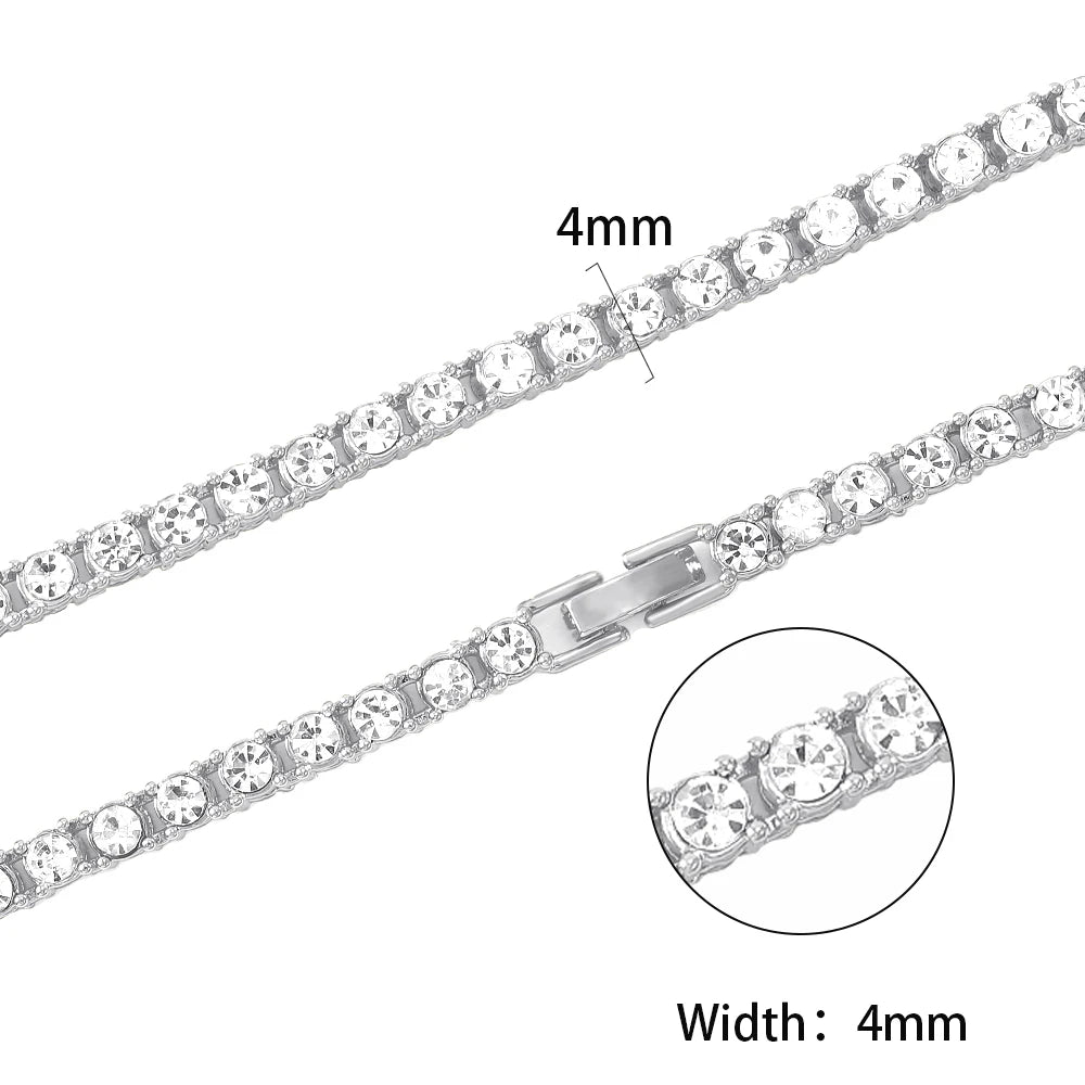 Luxury 4mm Tennis Chain Necklace Bracelet for Men Women Unisex Fashion Iced Out Bling Jewelry
