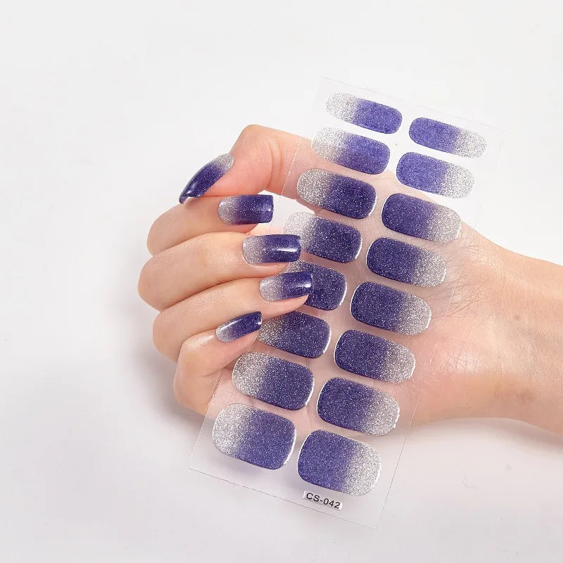 DIY Glitter Nail Stickers Ultra-thin Non-trace Full-wear Waterproof Nail Polish Film 16pcs
