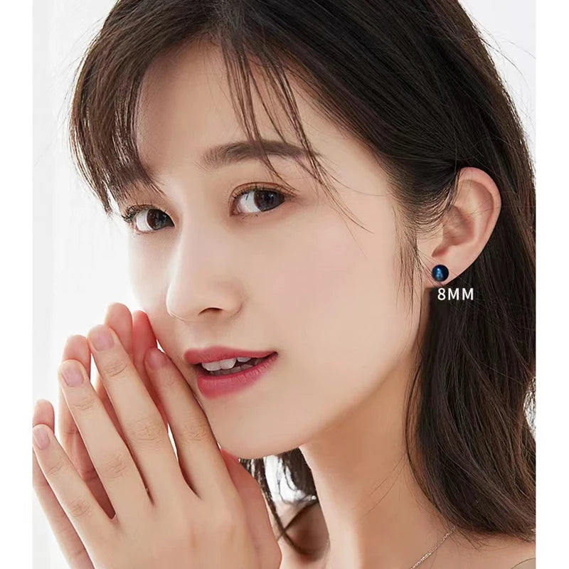 Cultured Natural Freshwater Pearl Stud Earrings for Women Girls 925 Sterling Silver Posts Elegant Jewelry