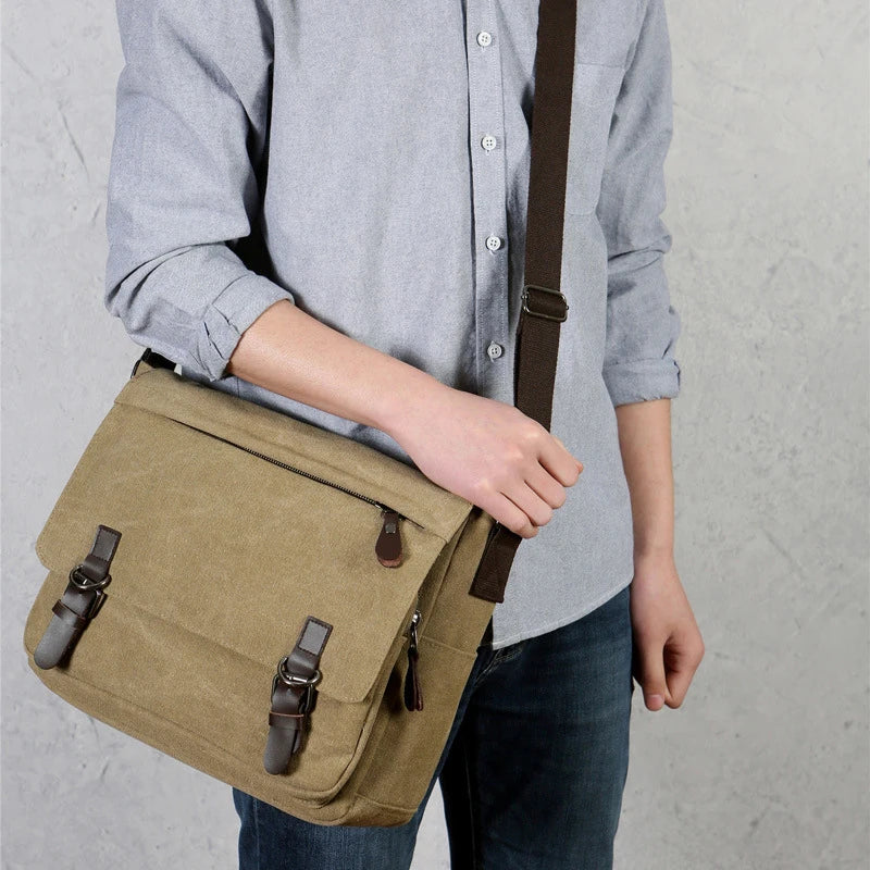 Multifunction Casual Canvas Shoulder Messenger Handbags Zipper Crossbody Single Strap Travel Flap Bag