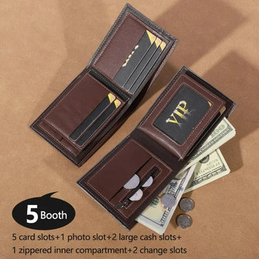 Modern High-Capacity Men's Leather Wallet Multi Slot Photo Card Coin Holder Wallet Great Gift