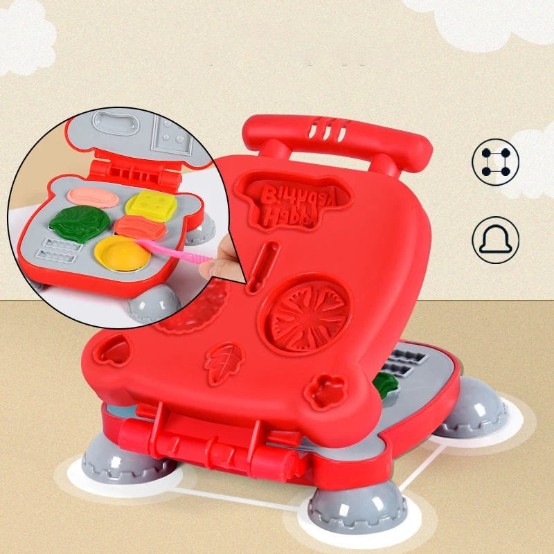 3D Color Play Dough Clay Plasticine Mold Toy for Kids Pretend Play Ice Cream Maker Burger Noodles