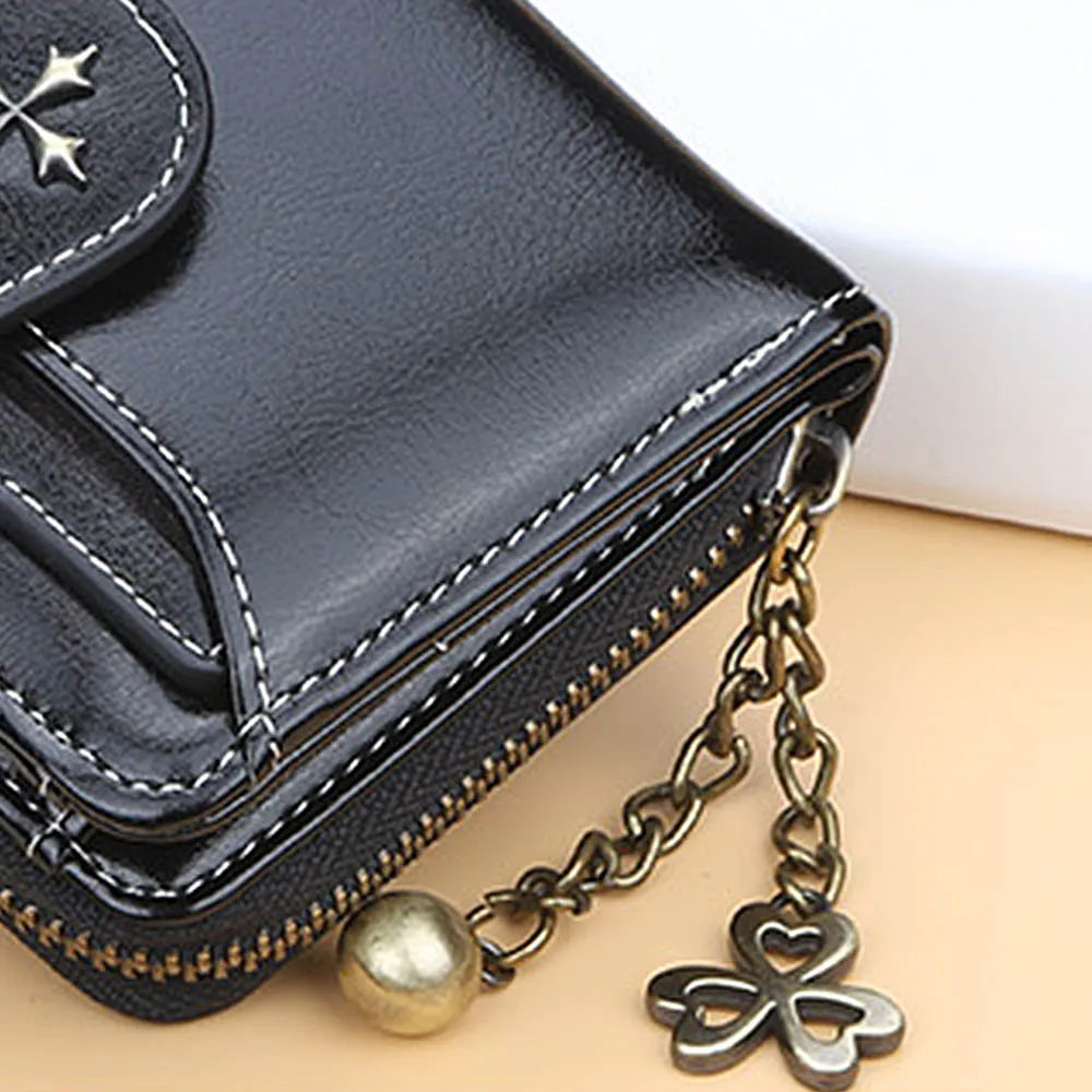 Luxury Design Women's Fashion Short Wallet PU Leather Card Holder Zipper Purse Great Accessory