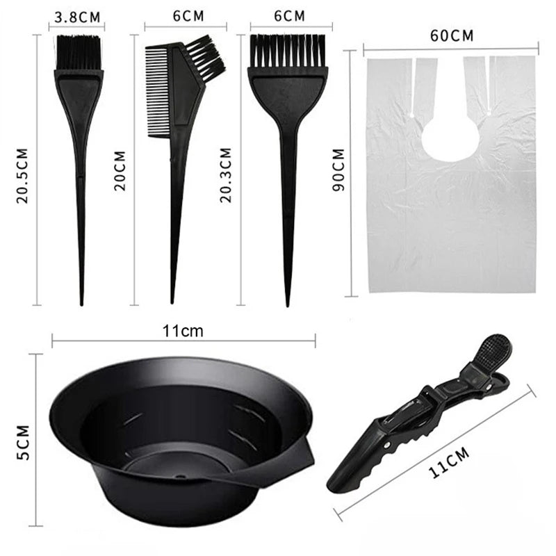 Full Hair Dyeing Tools Set Home Salon Brush, Cream Bowl, Coloring Brush, Comb, Earcap, Clips Cape Kits