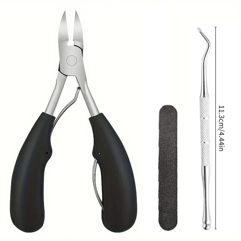 Stainless Steel Professional Grade Concave Nail Clippers for Thick Nails and Ingrown Toenails Sharp Curved Blade for Easy Trimming File Tool