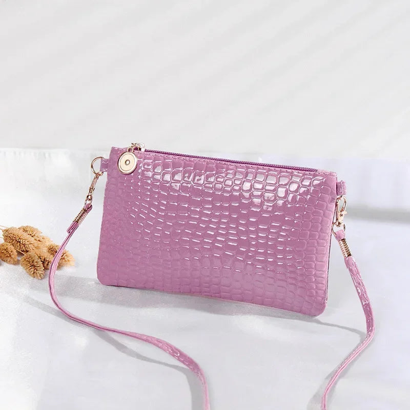 Elegant Crocodile Pattern Women's Leather Shoulder Handbag Purse Pillow Style Phone Coin Girls Tote Bag