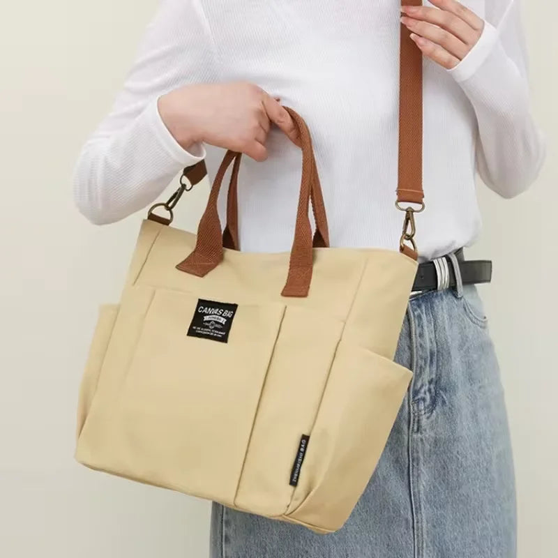 Women's Modern Urban Minimalist Canvas Tote Shoulder Handbag Large Capacity Crossbody Bags