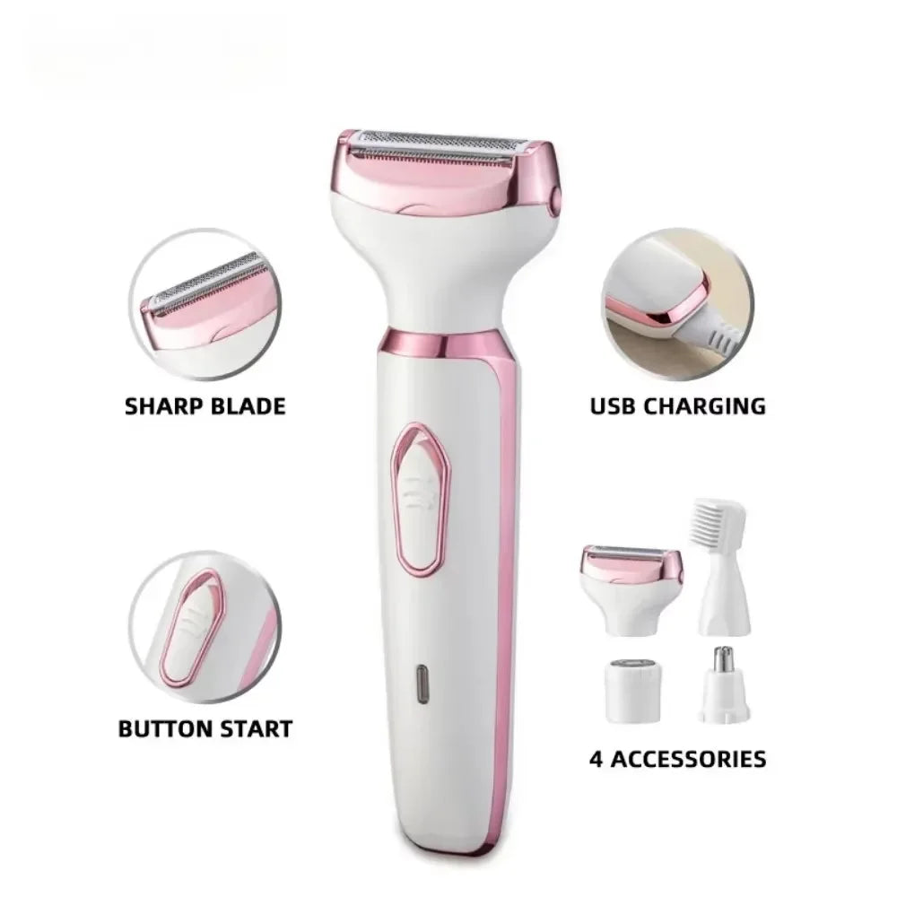 Cordless 4 in 1 Electric Shaver Body Hair Removal Epilator Painless Trimmer Razor for Women Ladies Wonderful Home Personal Care Appliance