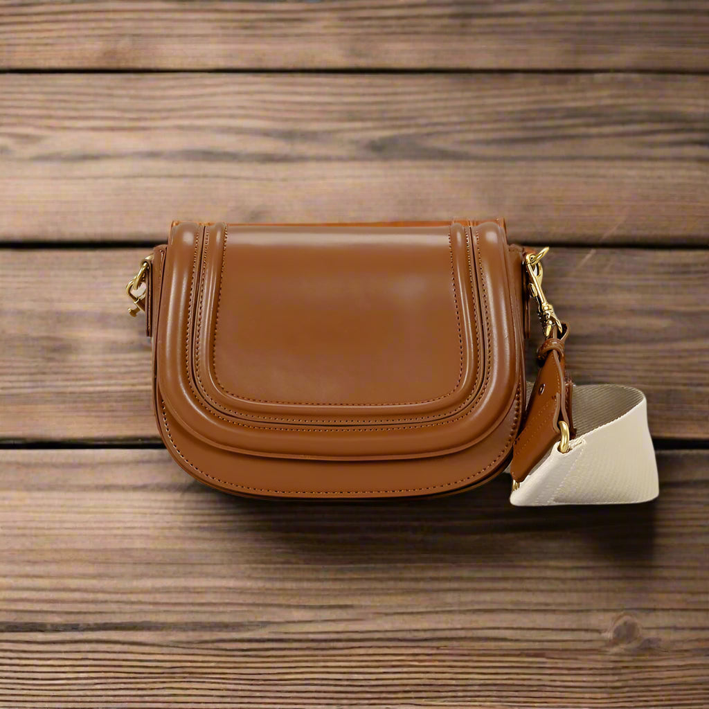 Luxury High Quality Leather Women's Fashion Flap Saddle Shoulder Handbag Purse Wide Strap Crossbody Messenger Bags