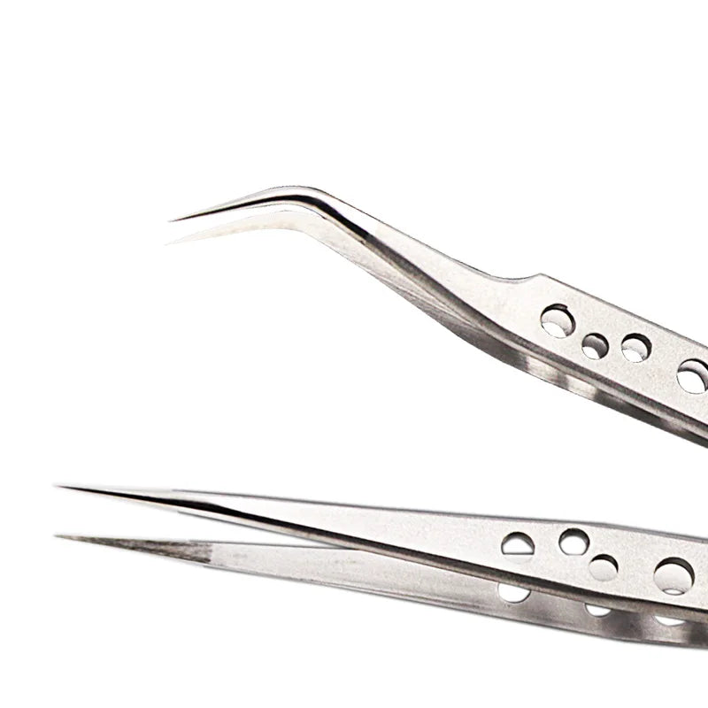 Precision Tweezers Anti-static Industrial Curved Straight Tip Stainless Steel Forceps Electronics Phone Repair Hand Tools