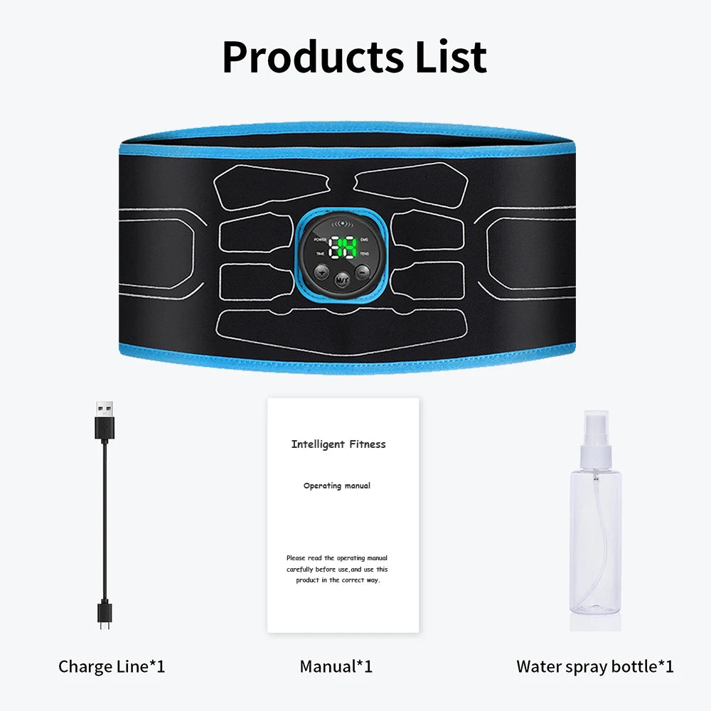 Wireless Electric Abdominal Muscle Stimulation EMS Toning Belt Muscle Toner Portable Fitness Massager Waist Trainer for Body Slimming and Shaping