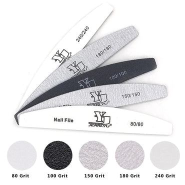 Professional Nail Files 5pcs Set Mix Color Limas 80/100/150/180/240 Grit Cuticle Remover Sandpaper Buffer Files Manicure Tool Set