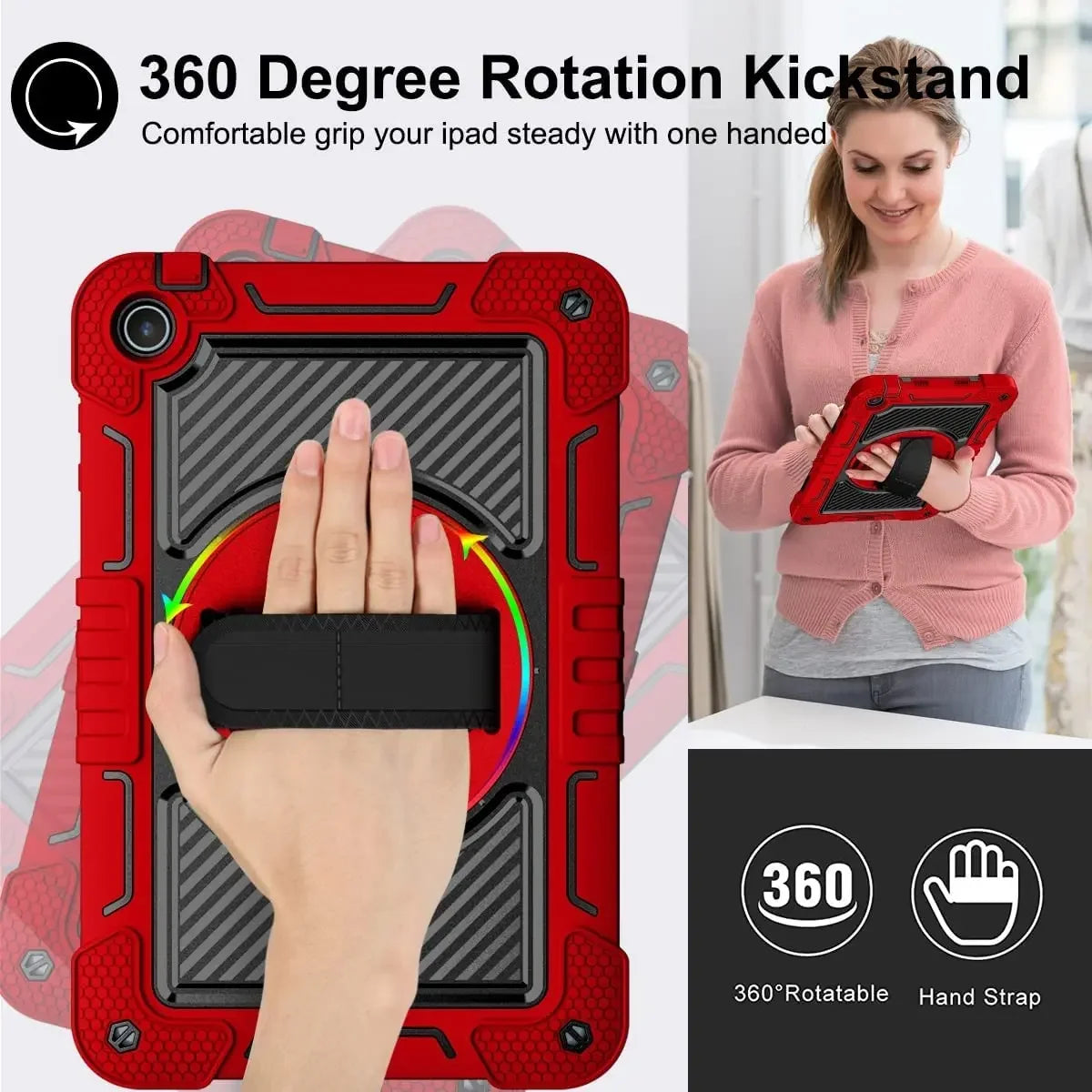 Durable Shockproof Silicone Stand Case for Huawei MatePad SE 11 10.4 Tablets Rotating Kickstand Kids Proof with Shoulder Strap