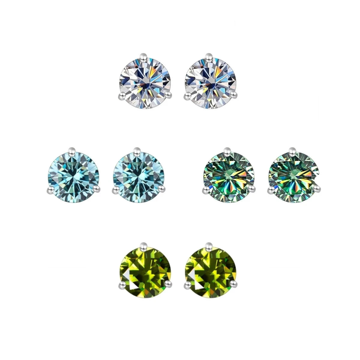 Exquisite Moissanite Stud Earrings For Women Girls S925 Sterling Silver 0.5-1ct Sparkling Jewelry