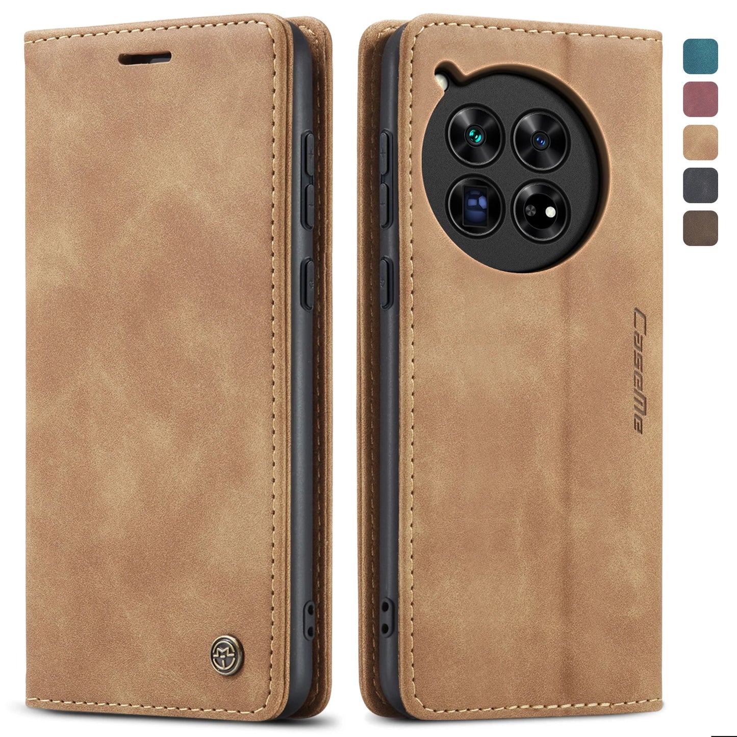 Deluxe Leather Wallet Phone Case for OnePlus 12 11 Multiple Card Slots Stand Function Protective Cover