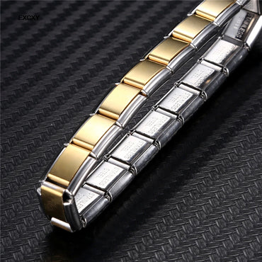 Elastic Charm Stainless Steel Bracelets Unisex Women's Men's Jewelry 9mm Width Fashion Bangle