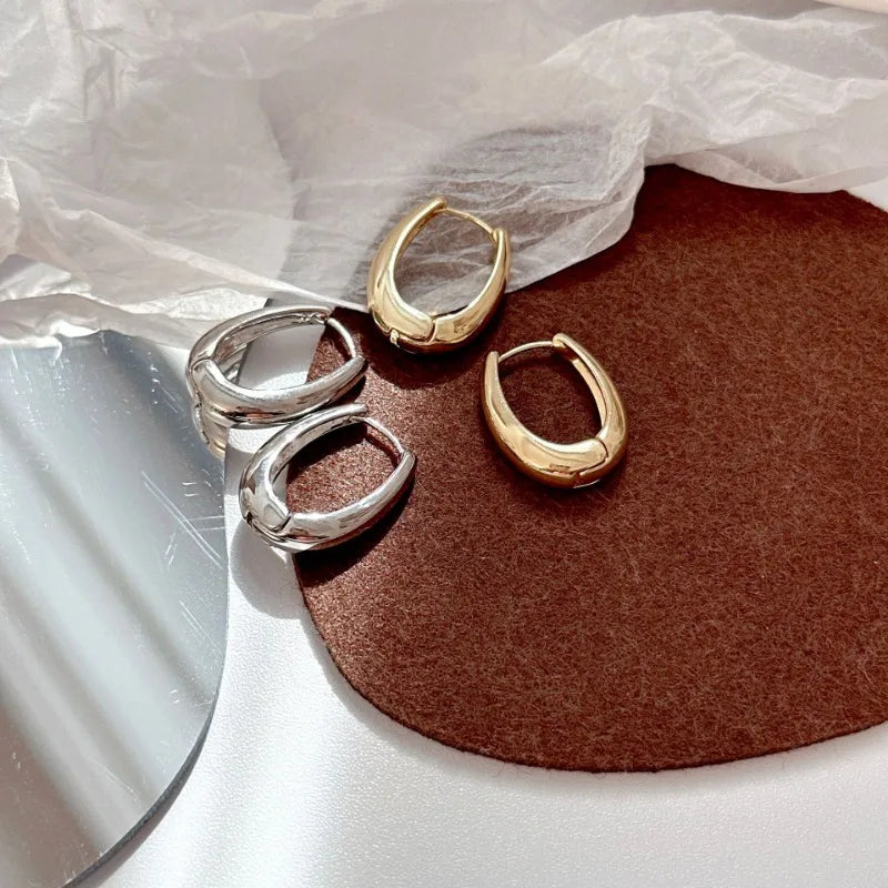 Classic Gold Silver Color Plated Metal Hoop Earrings For Women Fashion Jewelry Daily Wear Earrings
