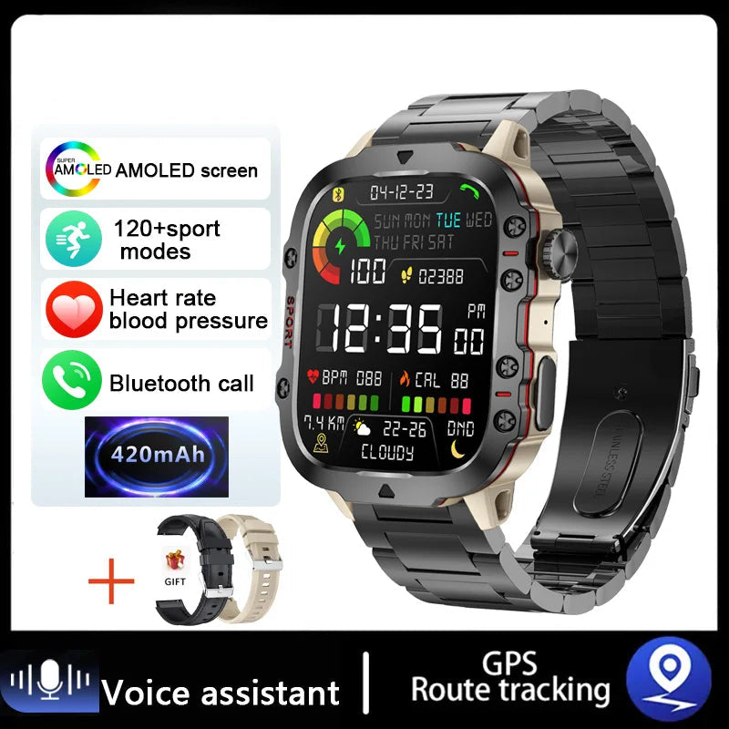 Outdoor Sports Smart Watch IP68 3ATM Waterproof Fitness Tracker Health Monitor 1.96" Bluetooth Call Digital Watch