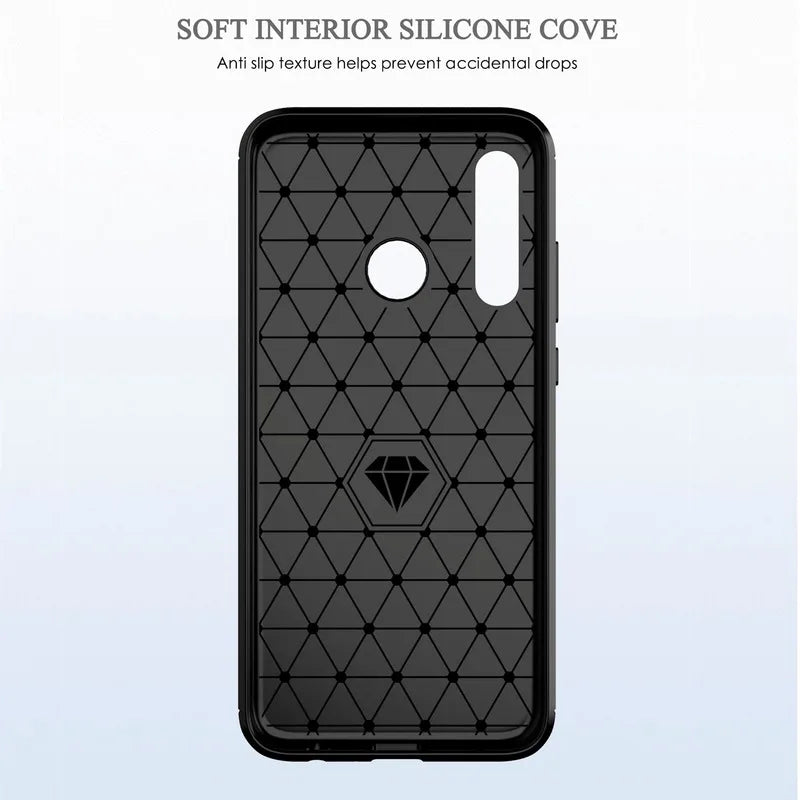 Shockproof Carbon Fiber Silicone Case for Huawei P50 P40 P30 P20, P Smart Plus Z, Mate 30 20 Pro 10 Brushed Texture Protective Back Cover
