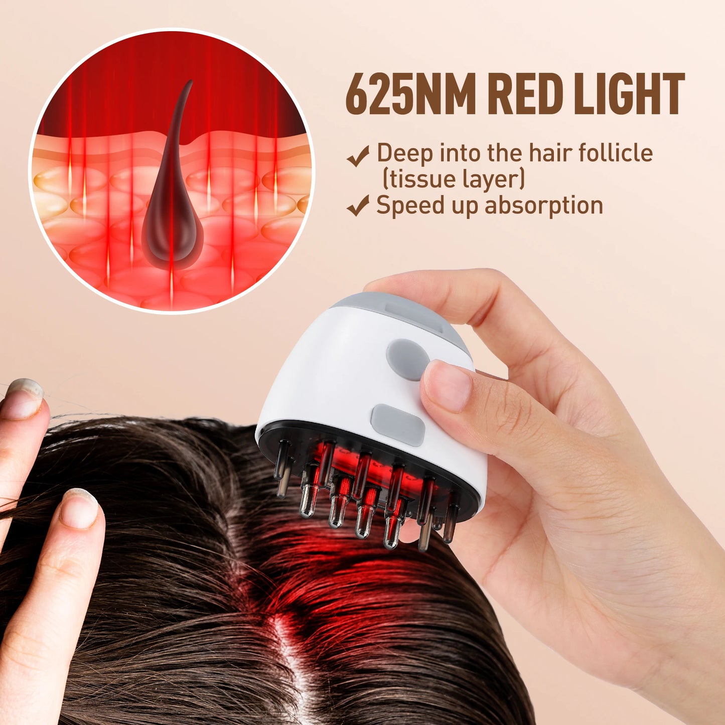 Electric Red Light Therapy Hair Growth Machine Vibration Head Massager Comb Scalp Massage Brush Liquid Medicine Applicator