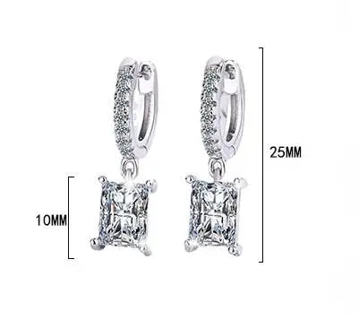 Luxury Moissanite Crystal Hoop 925 Sterling Silver Earrings for Women Girls Dangle Huggies Drop Earrings