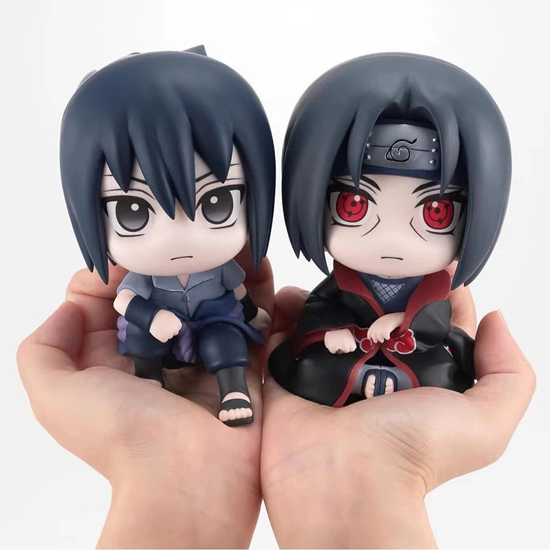 Anime Action Figure Naruto Kakashi Q Version Kawaii Sasuke Itachi Figurine Car Decoration Collection Model Toy 9cm