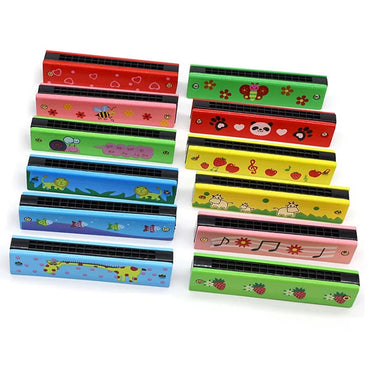 Colorful Wooden Harmonica Music Teaching Aids for Children Musical Instrument Toys Music Teaching Aids Puzzle Early Education Kindergarten Beginners