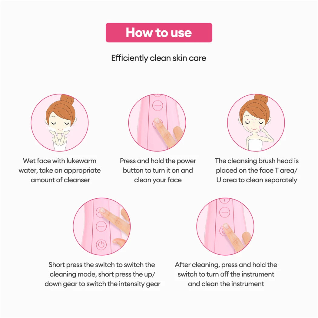 Electric Silicone Sonic Vibration Waterproof Facial Cleansing Brush Acne Blackhead Remover Pore Cleaner Skin Care Tool