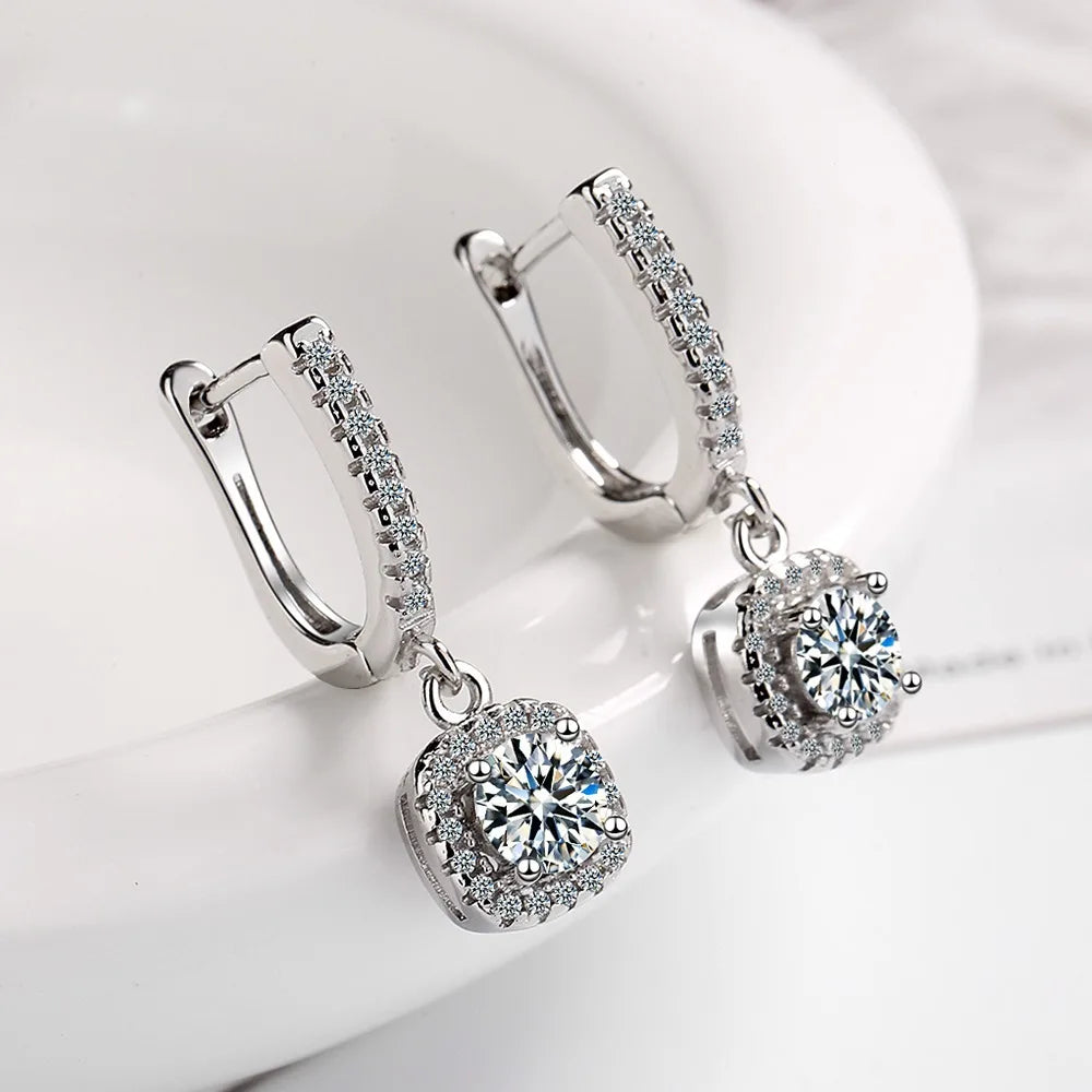 Luxury Moissanite 925 Sterling Silver Huggie Hoop Earrings for Women Dainty Dangle Fine Jewelry Accessories
