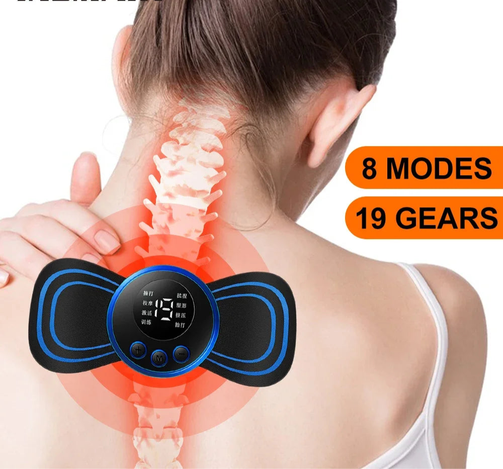 Electric Mini Neck Massager EMS Pulse Cervical Back Vertebra Massage Patch 8 Modes Relief Relax Muscle Fatigue Tools