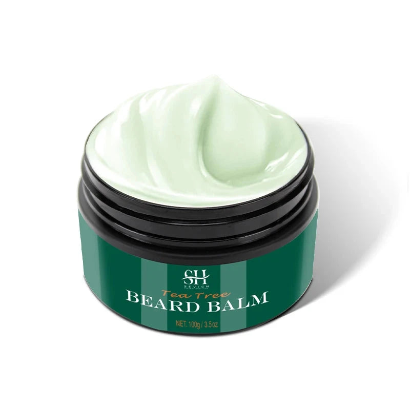 Nourishing Beard Growth Kit For Men Tea Tree Hair Enhancer Thicker Beard Care Oil Moisturizing Beard Conditioner Anti Hair Loss