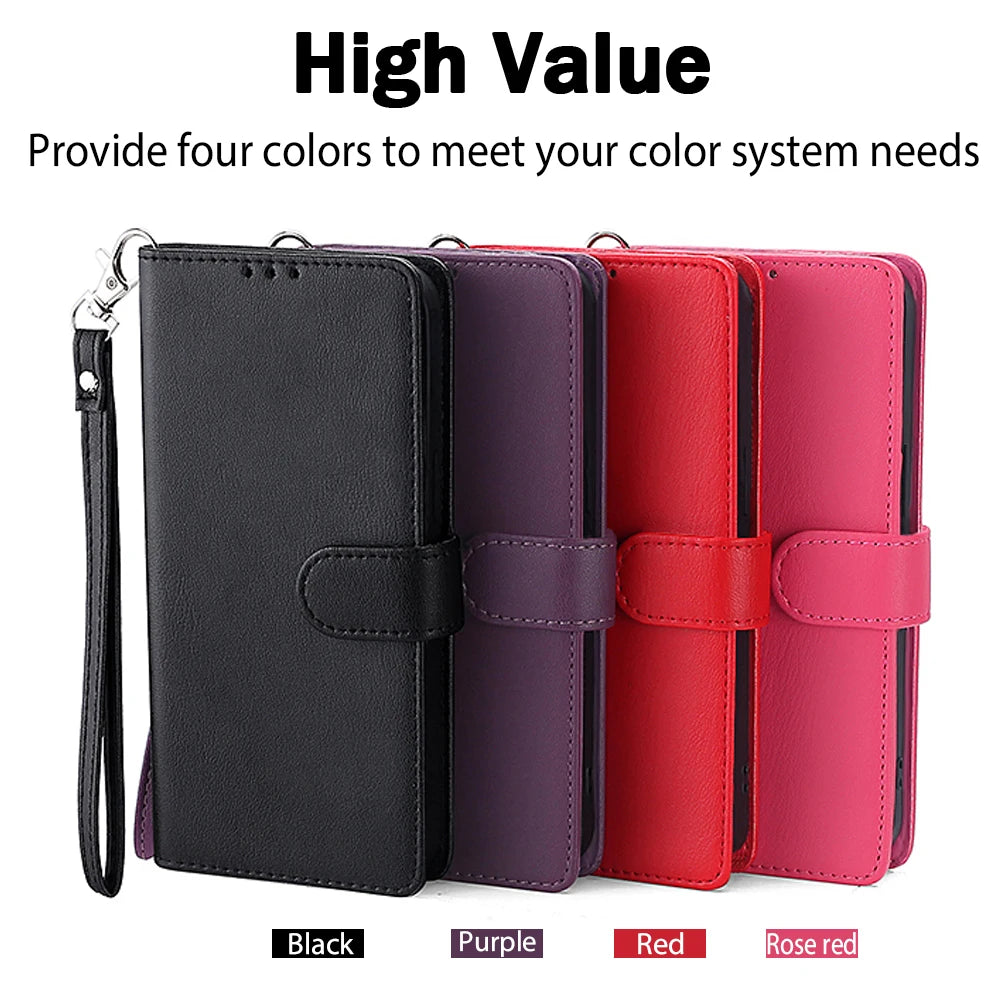 Deluxe Leather Wallet Phone Case for ZTE Blade A72 A71 A53 A52 A32 A31 A3 2019 V2020 Lite L8 L9 V30 V40 Vita V41 Smart Stand Function Multiple Card Slots Magnetic Flip Protective Cover