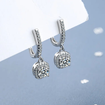 Luxury Moissanite 925 Sterling Silver Huggie Hoop Earrings for Women Dainty Dangle Fine Jewelry Accessories
