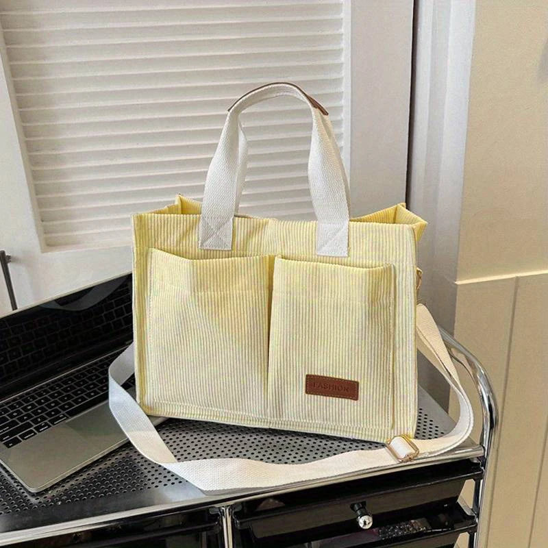 Fashion Women's Corduroy Tote Messenger Shoulder Handbag Large Capacity Bag